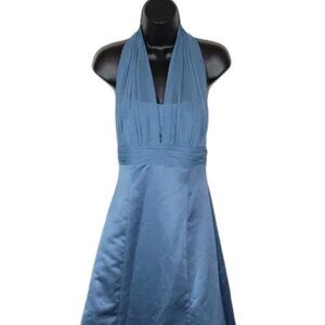David's Bridal Nwt satin empire waist ball gown with halter Serene size 8